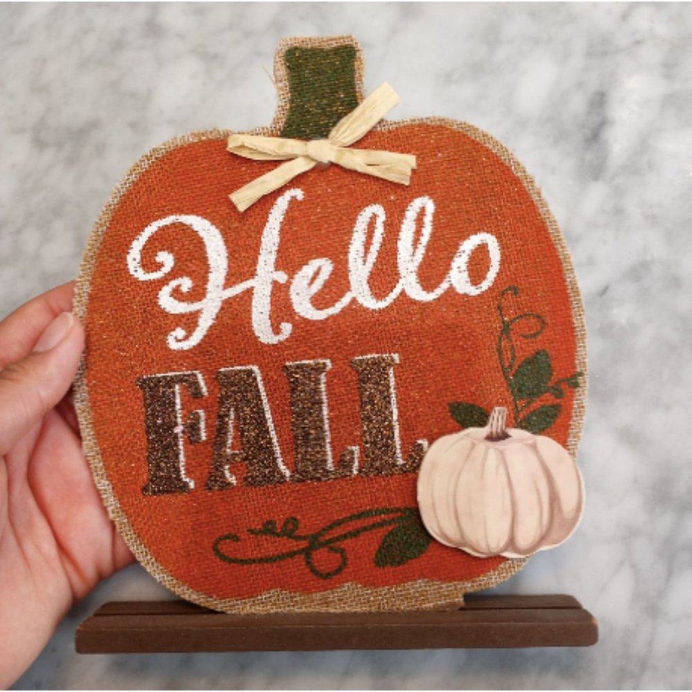 Hello Fall pumpkin stand decoration home decor